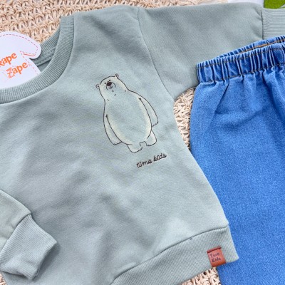 Conj. Casaco Urso Polar e Calça Jeans - Verde Olivia 